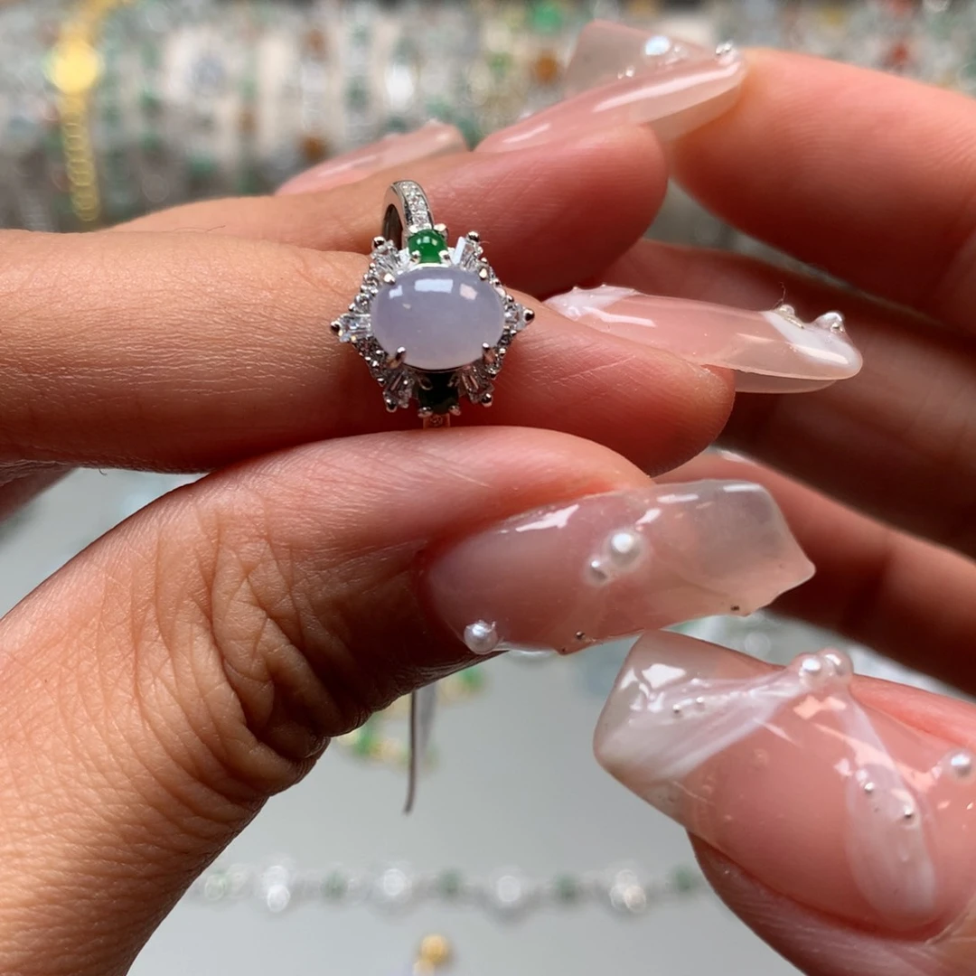 翡翠戒指银S925镶嵌戒指445