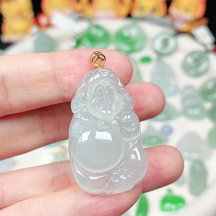 翡翠18K金镶嵌颈饰缅甸天然A货翡翠