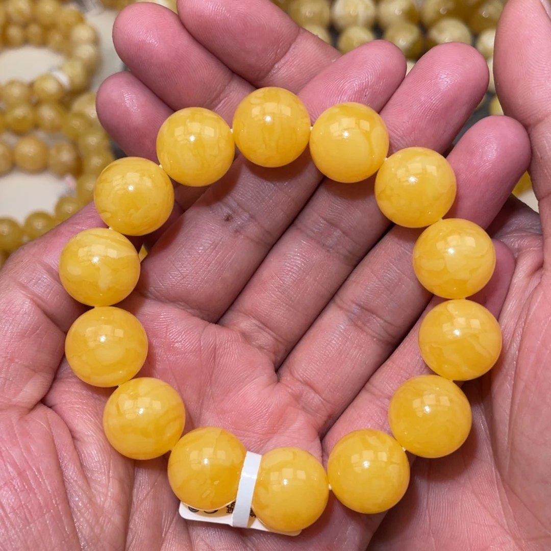 未镶嵌蜜蜡珠宝奇石16mm焦皮同料圆珠手串