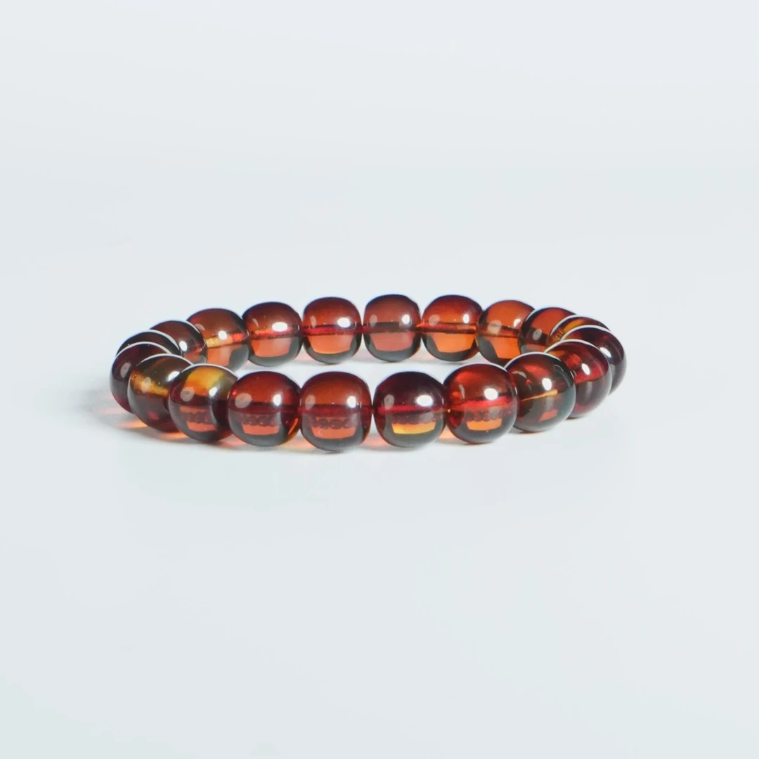 M6544 11+缅甸红蓝珀老型手串 15.61g