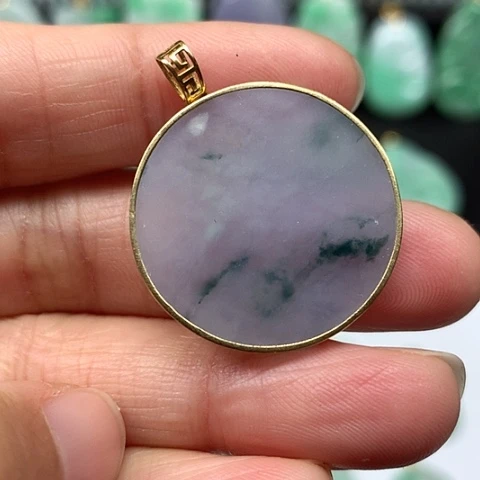 翡翠吊坠(不含链)18K金镶嵌