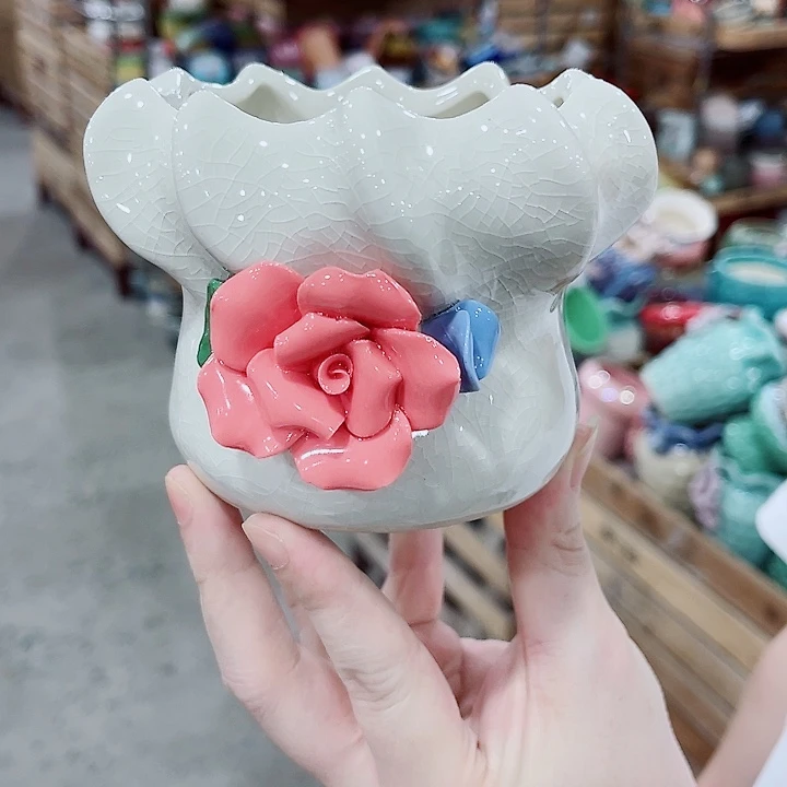 有孔，凑10元包邮陶瓷花盆发货！