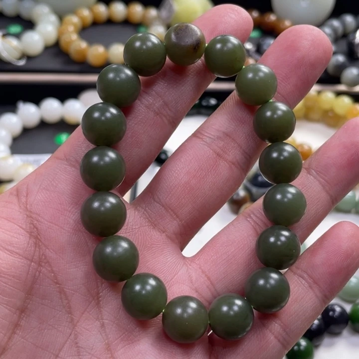 手串未镶嵌和田玉新疆沙枣青卡12柔光