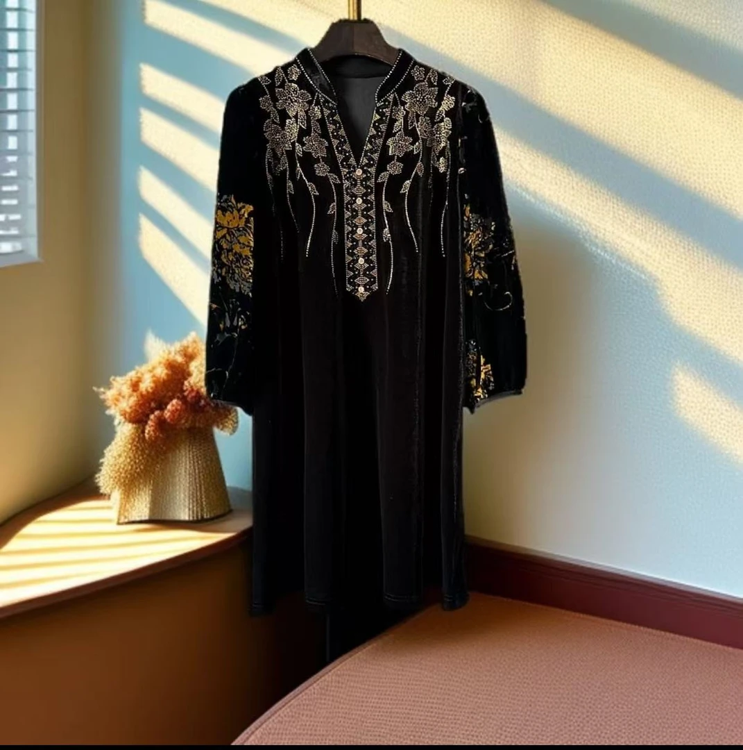 E889266设计师气质时尚女装遮肚子大码显瘦连衣裙轻奢气质洋气