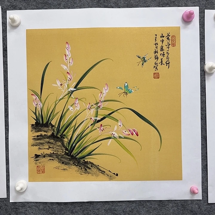 国画国画立体兰花