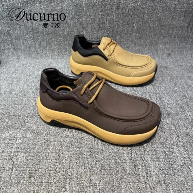 欧洲站2025秋季新款男士休闲时尚百搭软底磨砂皮豆豆男士软底皮鞋