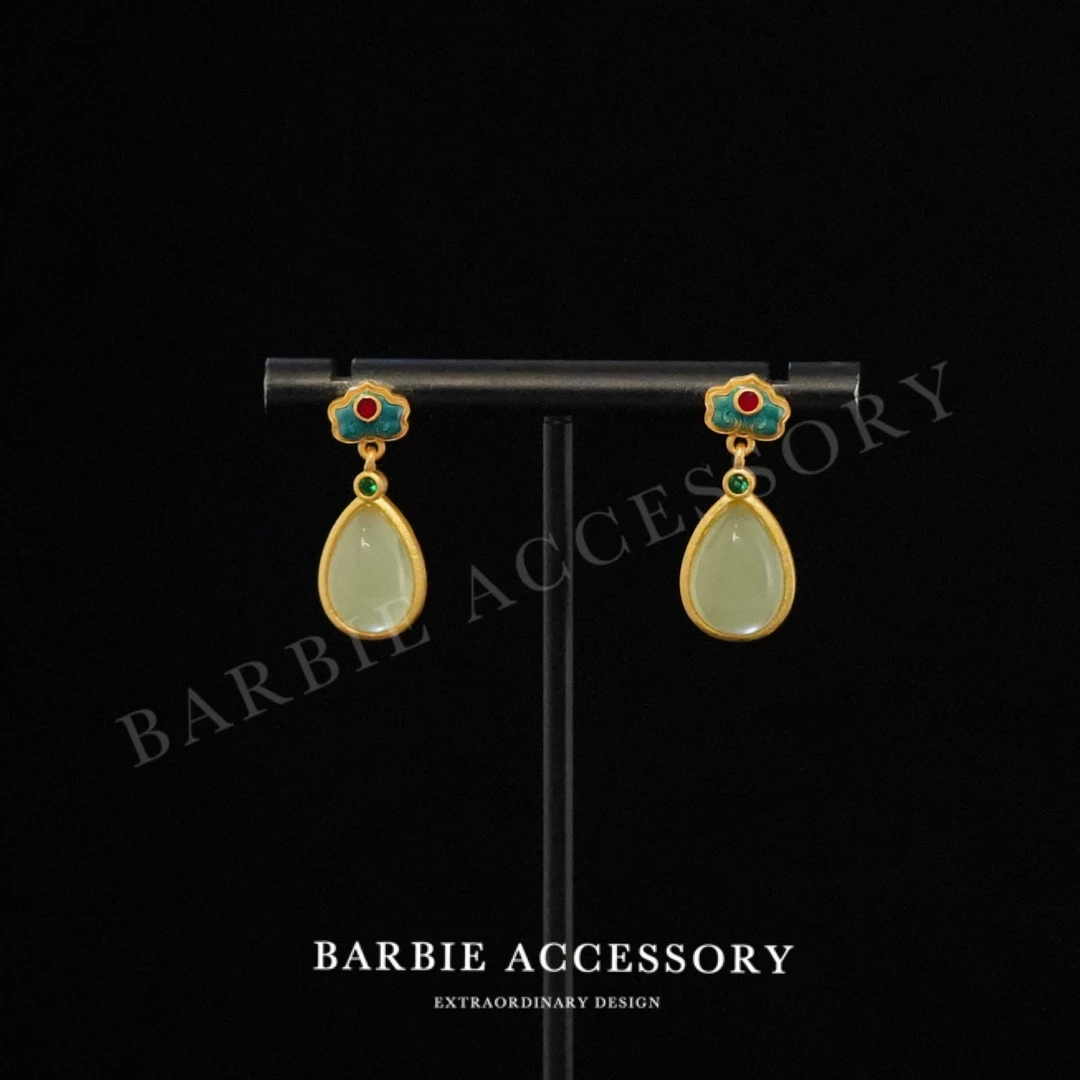 铜合金合成锆石耳饰  【霜滴遇语】新中式设计款高级感绝美耳环