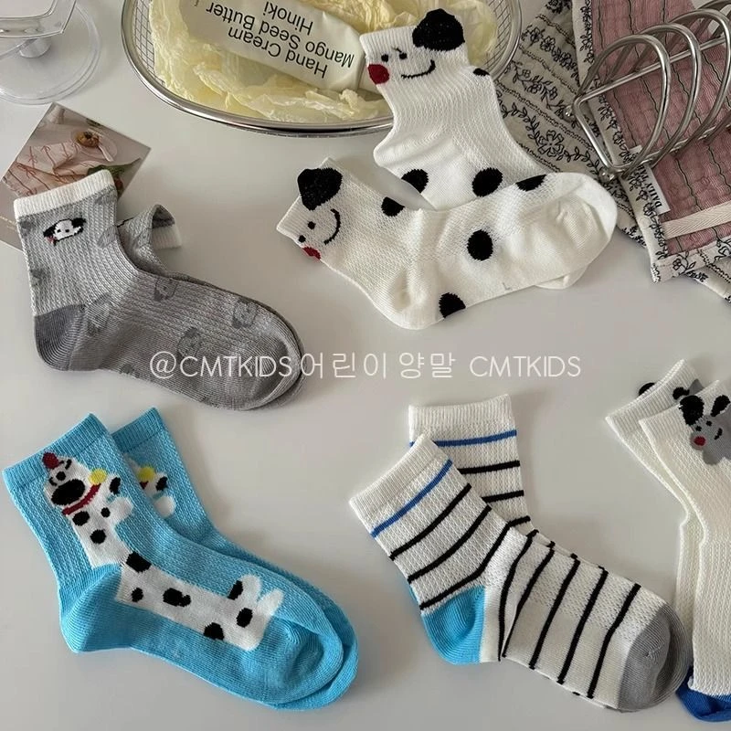 儿童袜子棉袜春夏薄款男童中筒袜男孩透气网眼女童卡通防臭夏季袜