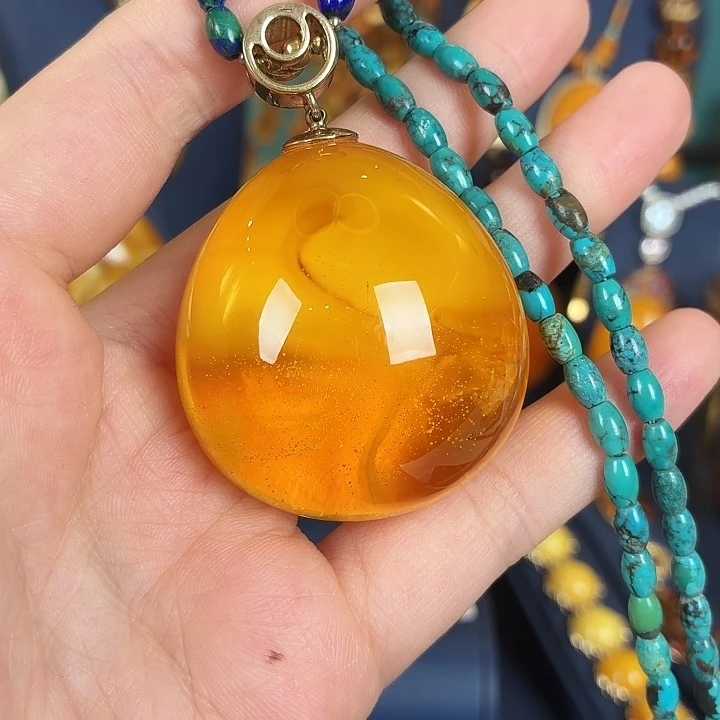 琥珀银S925镶嵌颈饰