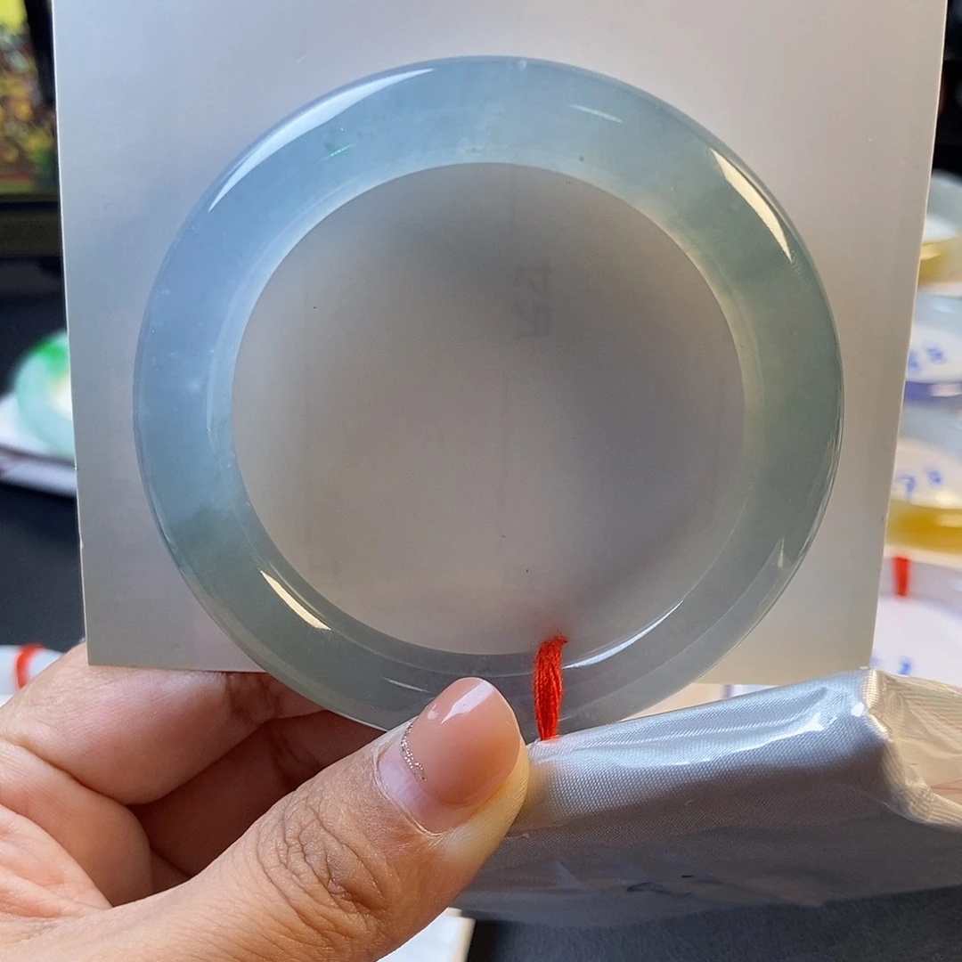 翡翠未镶嵌手镯24冰波刚圆条