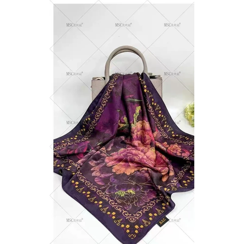 紫玉牡丹N311双面双色潮流时尚丝巾彰显气质围巾70*70