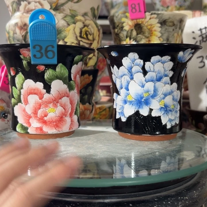 景德镇手绘花盆满38包邮偏远地区除外