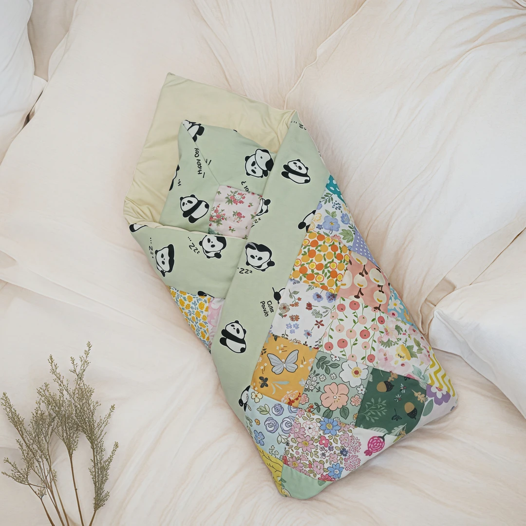 婴儿适用手工纯棉百家被四季通用薄厚款抱被新生儿夏凉款宝宝适用