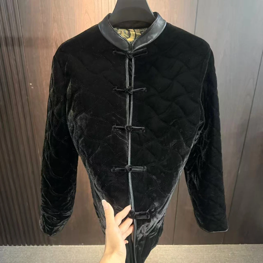 男士唐装新中式中国风高级感加厚薄棉中式立领丝绒保暖秋冬外套