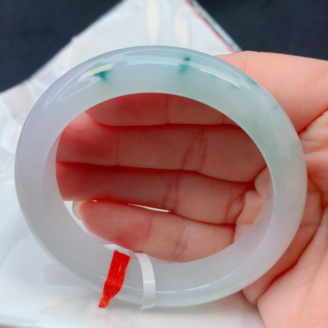 木***林翡翠未镶嵌手镯51-52冰胶飘花