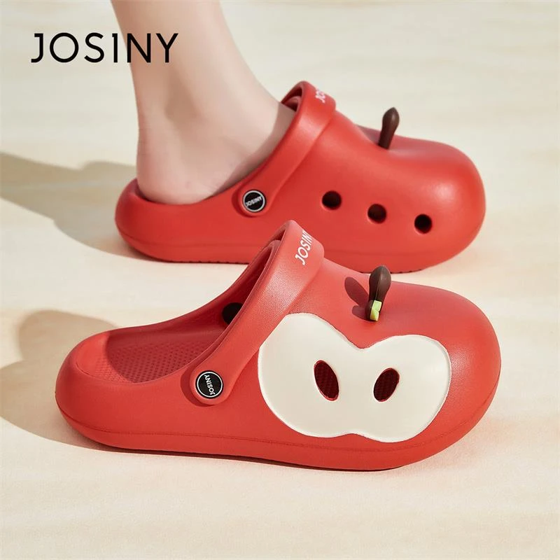 卓诗尼苹果洞洞鞋女夏外穿2025新款小个子厚底网红超火包头半拖鞋