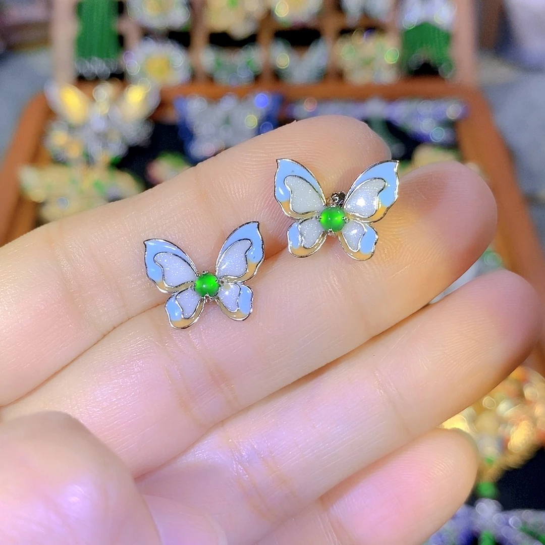 吊坠(不含链)银S925镶嵌翡翠