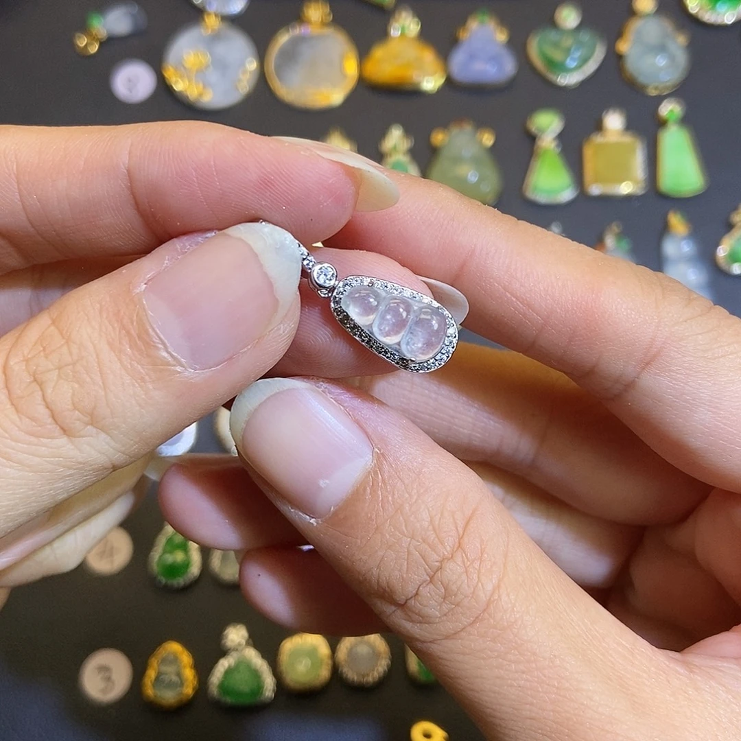 翡翠银S925镶嵌吊坠(不含链)