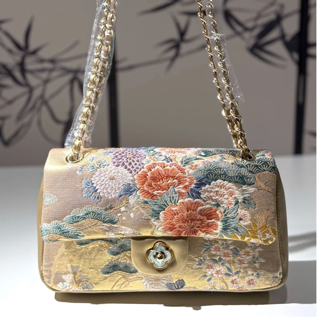 【腋下小香CF包】非遗真丝唐锦小羊皮手工女包 25厘米单肩包斜挎包