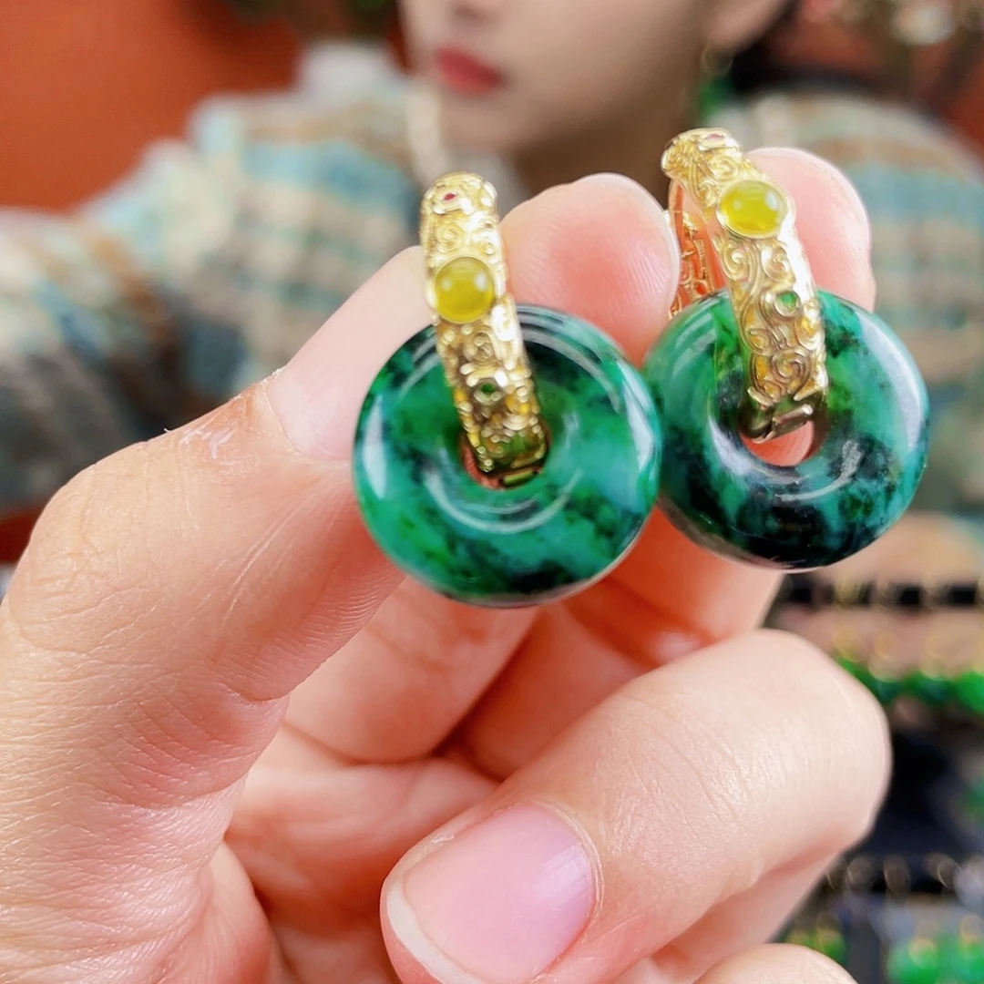 翡翠未镶嵌耳饰饰品