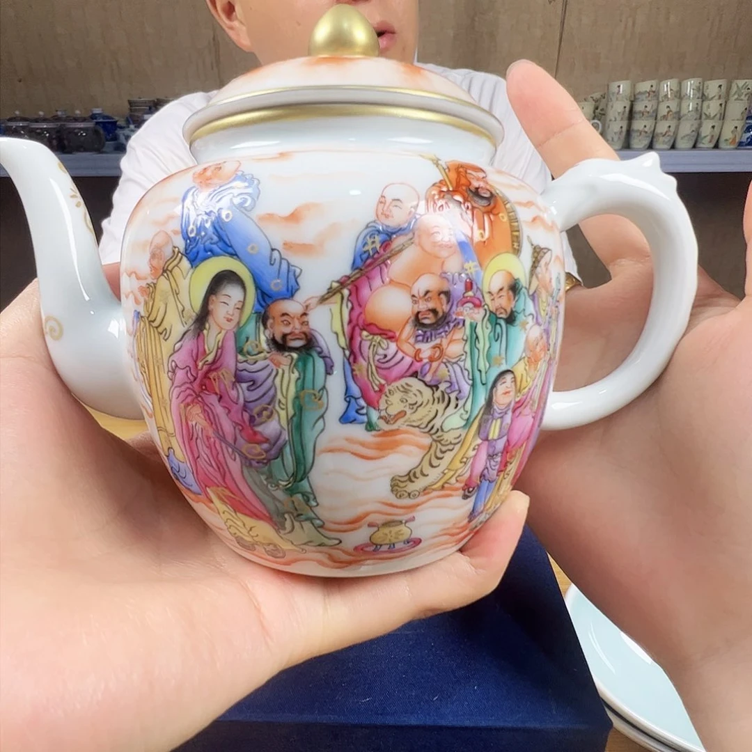 瓷片景德镇陶瓷十八罗汉壶一只