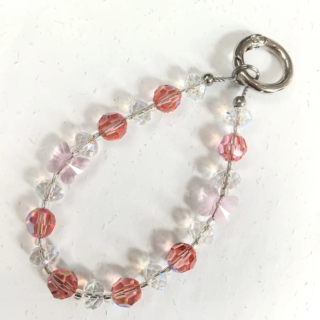 【蜜桃佳丽】进口施家轻奢时尚彩色高端上档次水晶手机链防丢ins