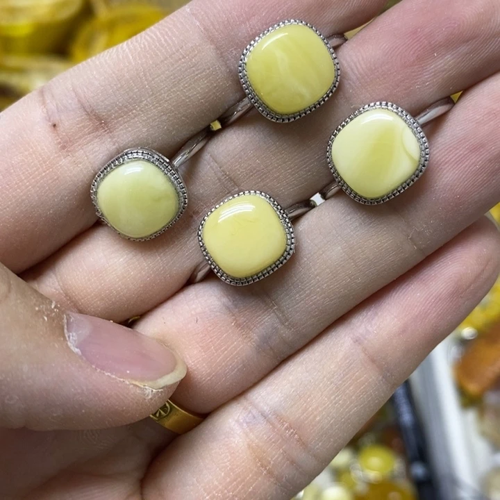 蜜蜡银S925镶嵌裸石多样性发货其一