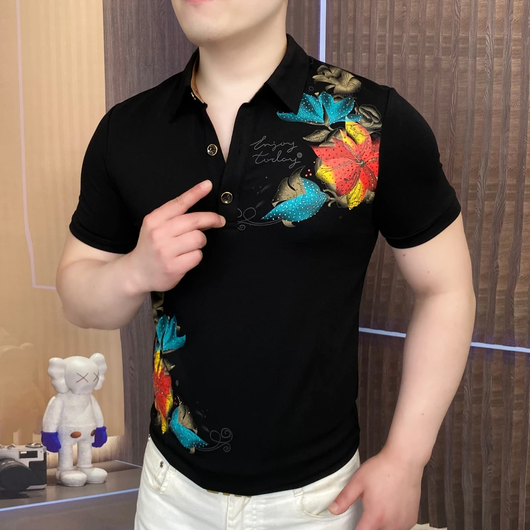 《缤纷绽放》夏季Polo衫潮流翻领商务修身百搭高品质帅气男士网红