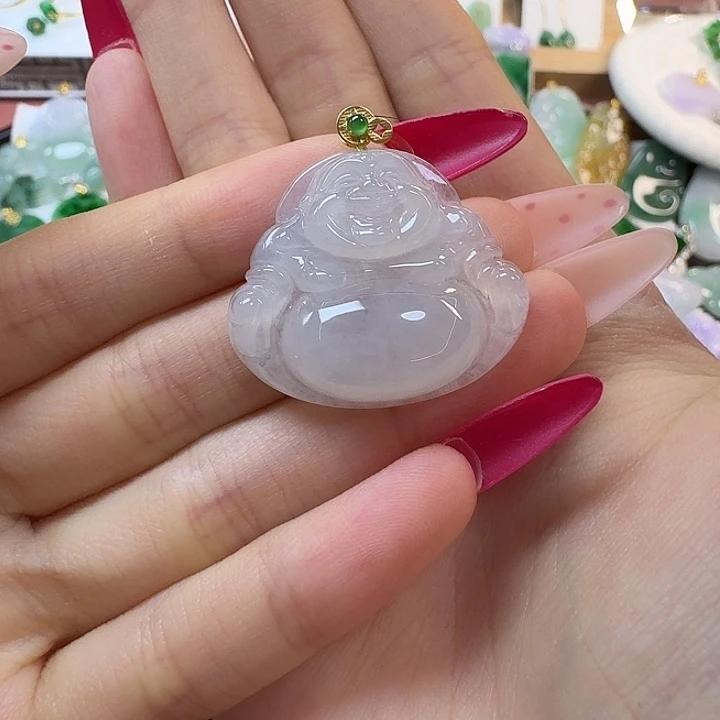 翡翠未镶嵌颈饰白冰佛公