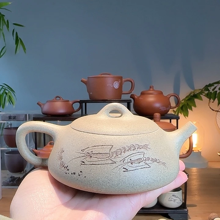 紫砂茶叶罐新工石瓢图文刻绘➕2019年荒野牡丹1斤