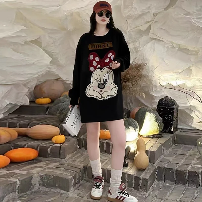 胖MM大码加肥加大时尚卡通长袖遮肉2025秋冬新款减龄洋气T恤衫