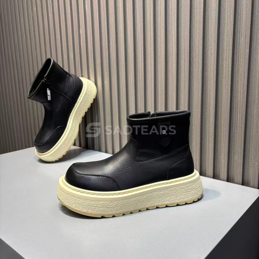 男鞋2025冬季圆头欧美风保暖冬季时尚雪地靴加绒百搭厚底休闲鞋