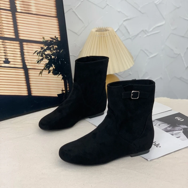 小个子内增高勃肯短靴女2025秋冬新款百搭爆款西部靴堆堆马丁靴女