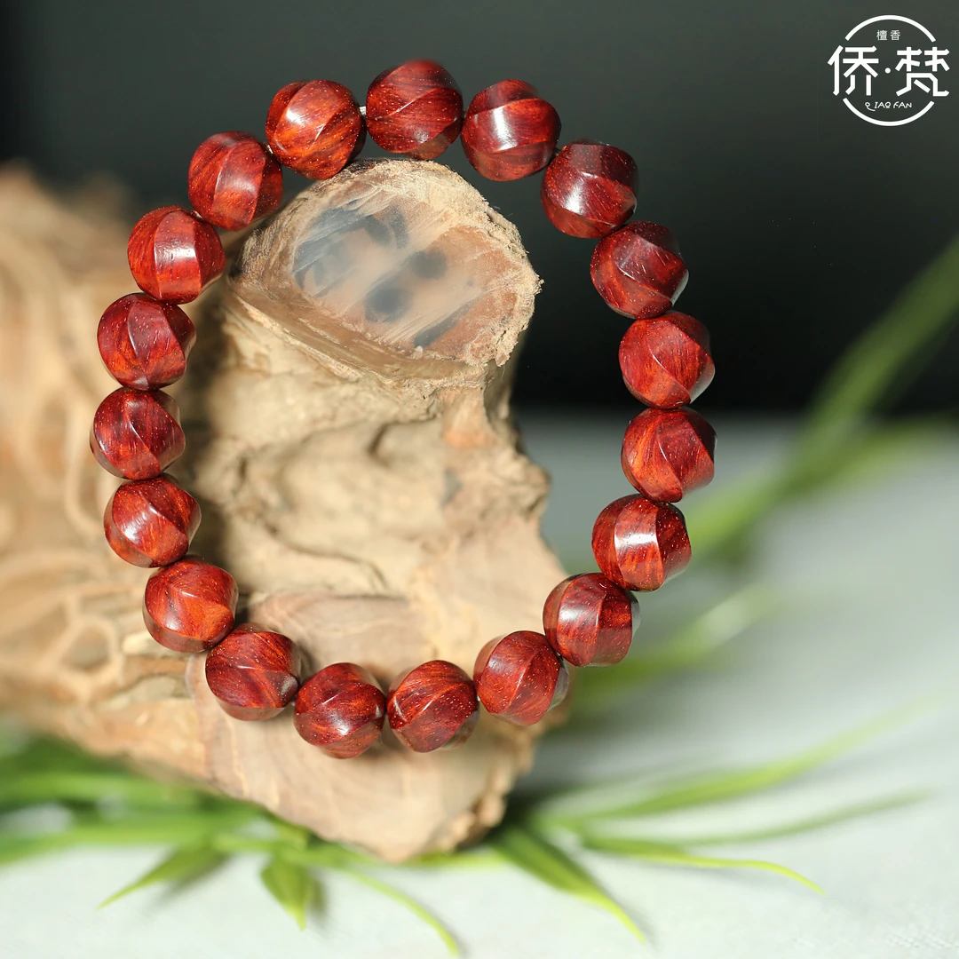 侨梵【紫檀】印度檀香小叶紫檀异形珠文玩手串多样性发一