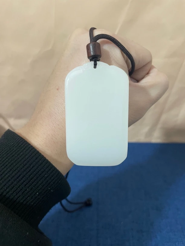 无事牌长方形光面白色吊坠平安无事牌吊坠男女项链纯白色吊