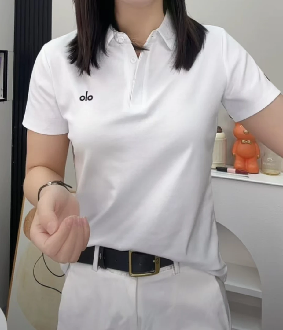 2025女poLo衫女短袖上衣超细长绒棉薄款休闲百搭翻领透气舒适吸汗