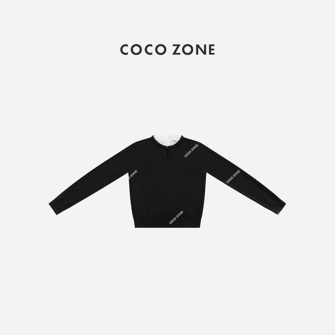 COCO ZONE 刘一一 秋冬设计感可拆卸领子长袖套头针织衫CC1D2908