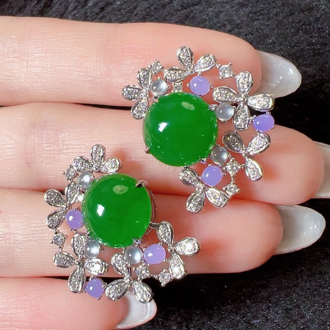 18K金镶嵌翡翠耳饰签收后24小时鉴赏期，过时不退