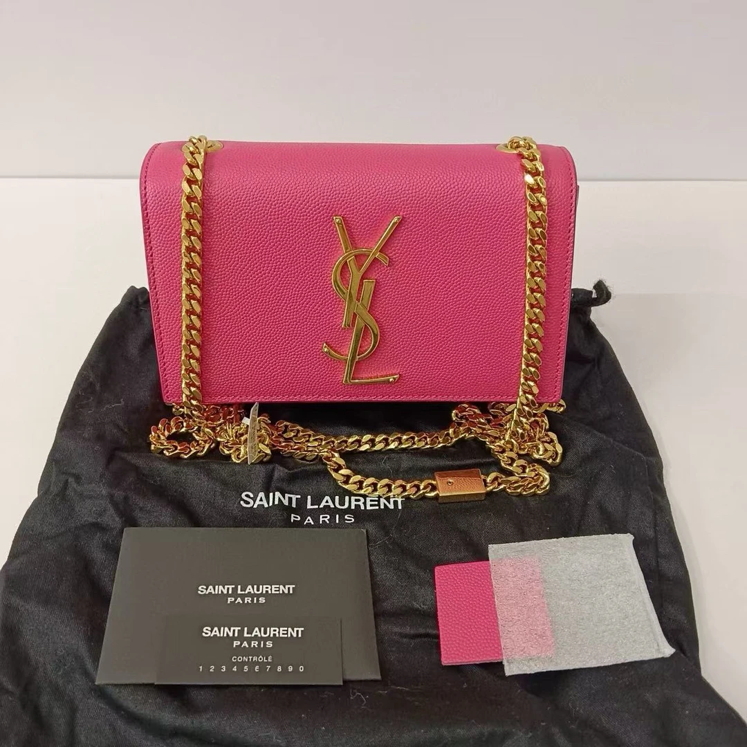 95新 YSL/圣罗兰 YSL/圣罗兰粉色鱼子酱链条包 43800