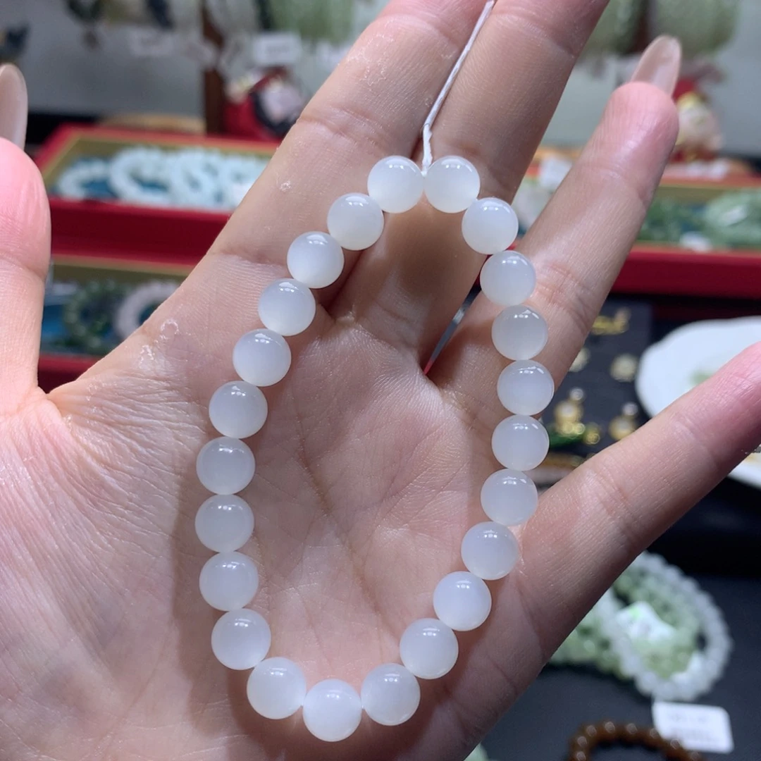 未镶嵌手链和田玉白冰猫