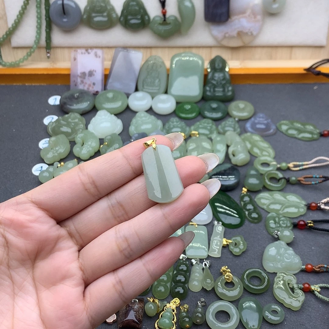 和田玉吊坠(不含链)银S925镶嵌