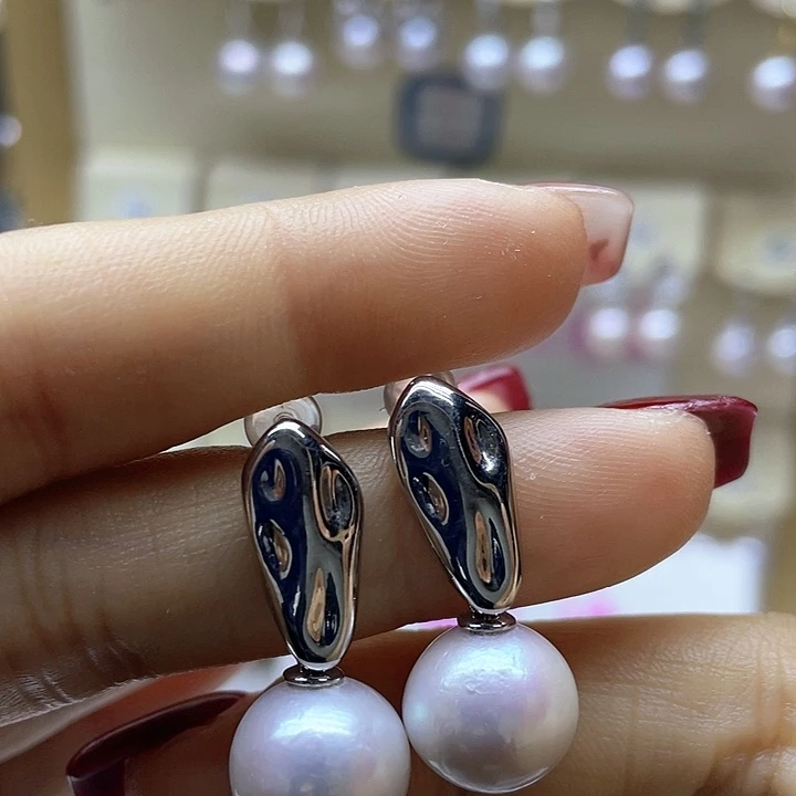 淡水珍珠耳饰银S925镶嵌
