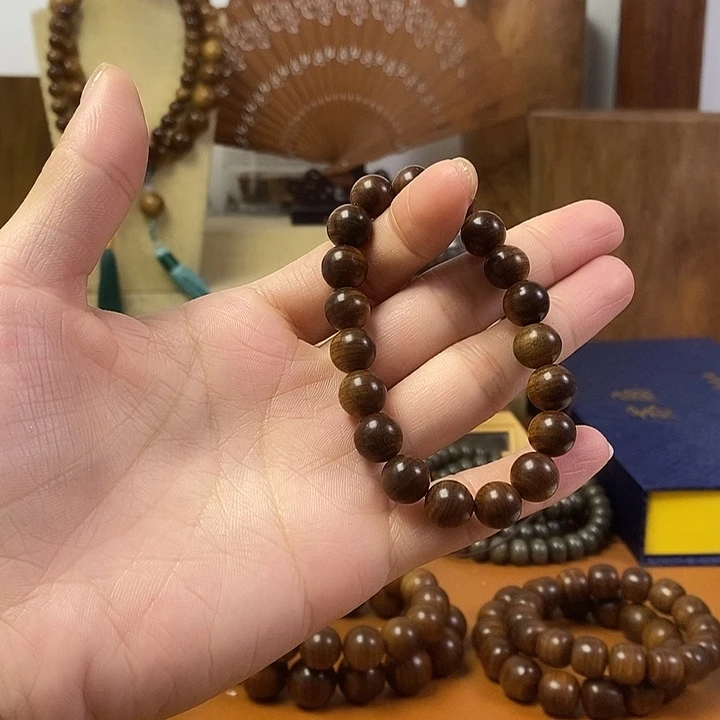 檀香木老山檀香黑肉沉水1.0手串