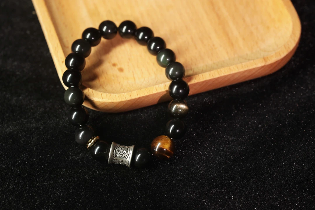 原创设计款天然黑曜石手串 JWJ06006