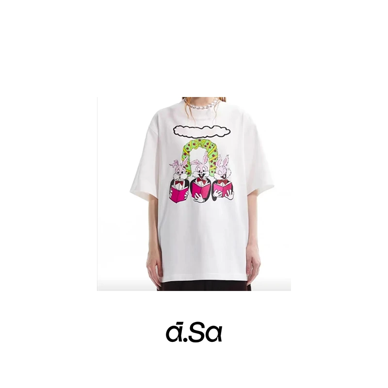 理性消费 NO退NO换 【兔子印花短袖上衣T恤】
