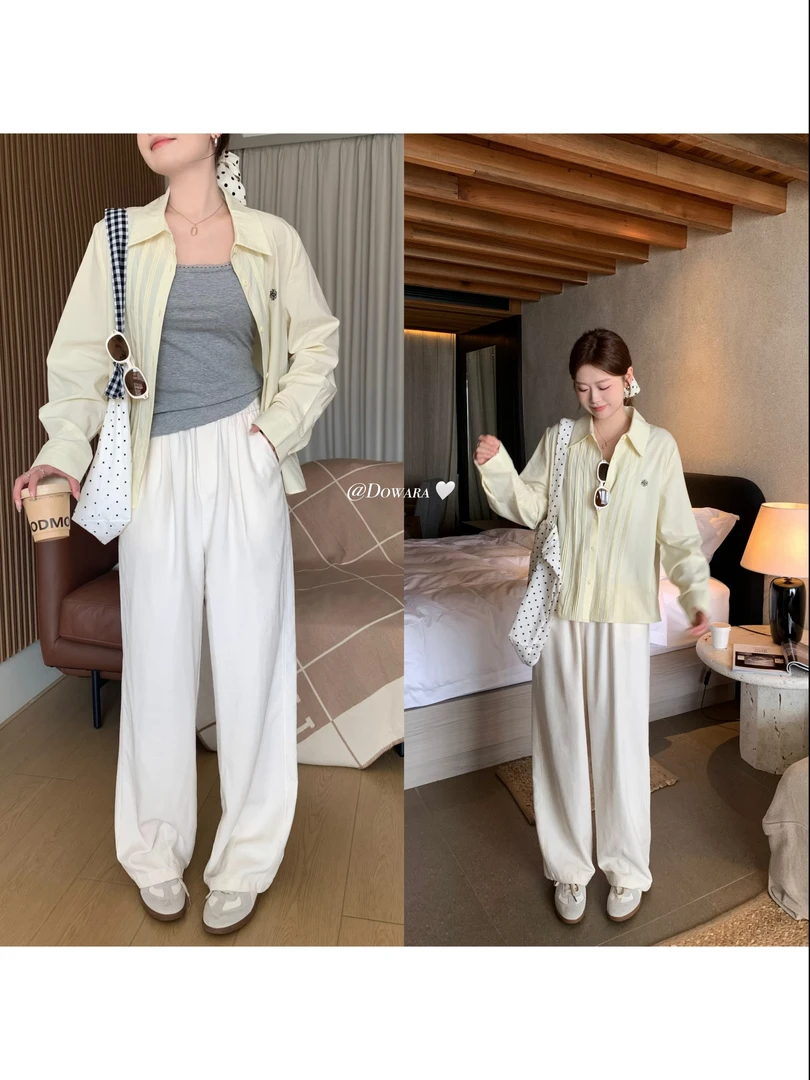 现货7866D大婉酱肉肉微胖定制【糯米裤】休闲运动出游宽松直筒长裤