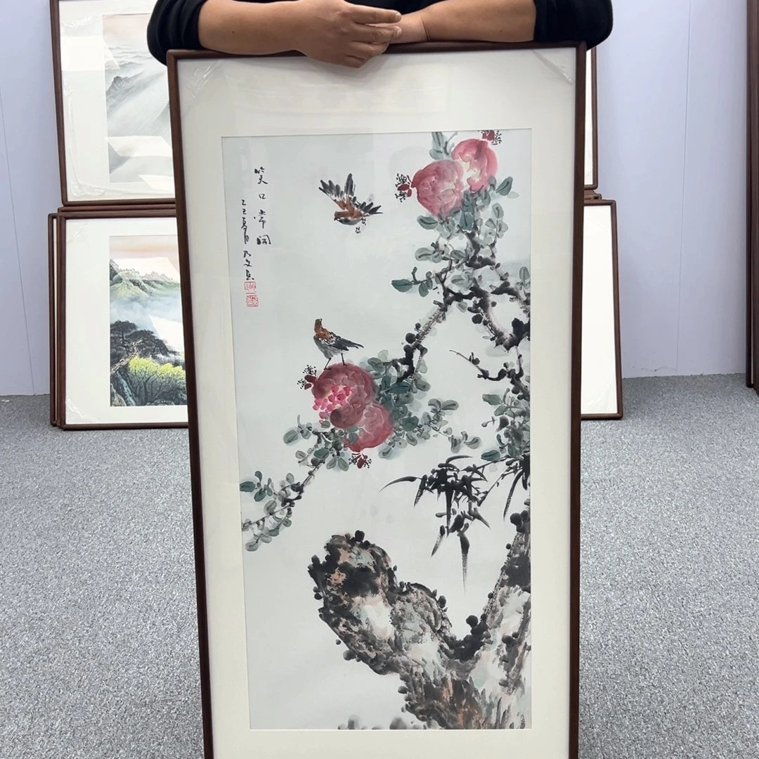 国画国画作品带框120*60