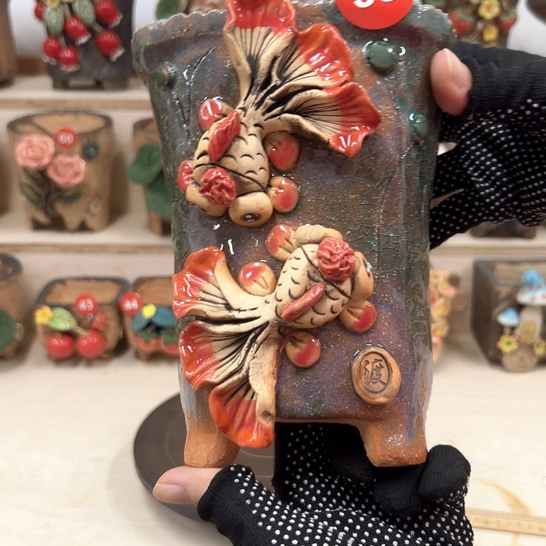 紫砂花盆58号内口11×10外高17