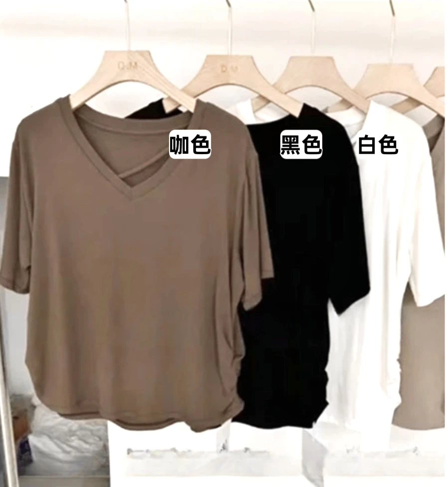 小心机V领（遮肚子 遮胳膊）基础T恤  3023