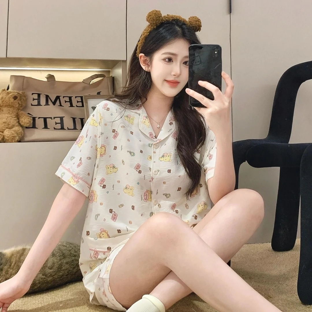 夏季薄款孕妇睡衣少女风产后月子服云朵棉短袖哺乳衣产妇喂奶套装